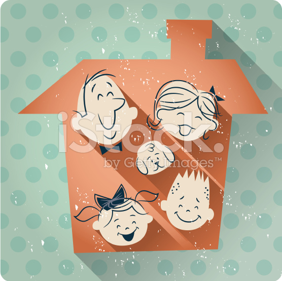 family-house-cartoon-retro