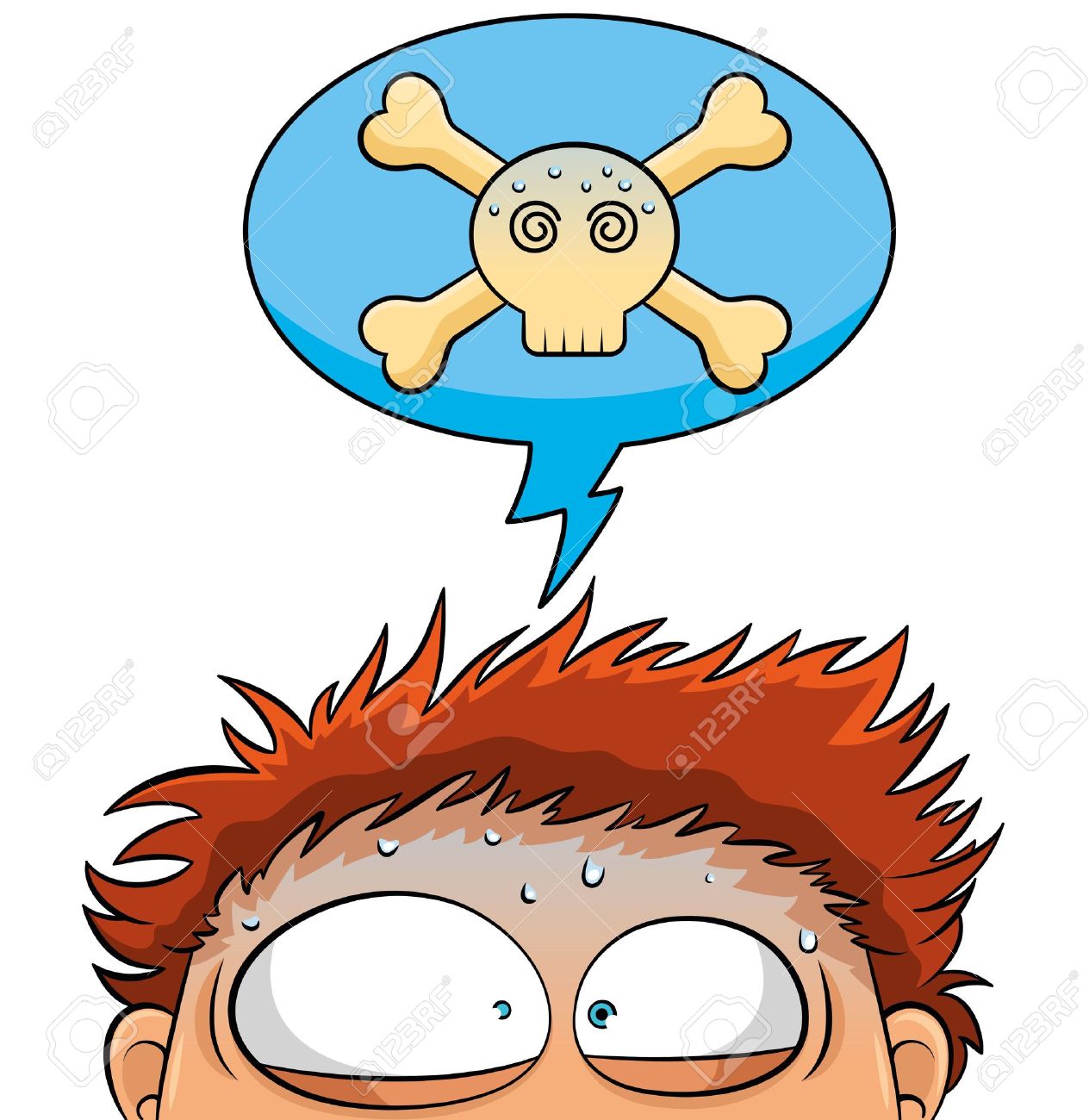 Nervous-person-with-a-crossbones-skull-over-his-head-Stock-Vector